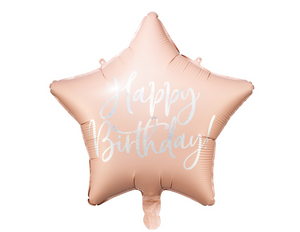 Foil balloon Happy Birthday - light powder pink (40cm)