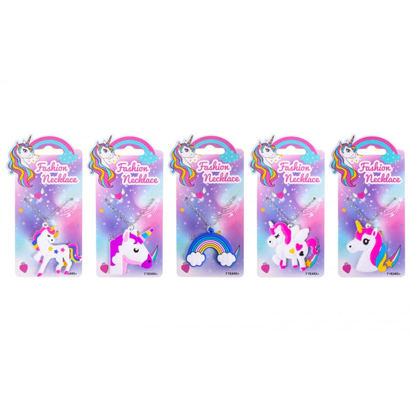 UNICORN KIDS FASHION NECKLACE 5 ASSORTED DESIGNS (One Unicorn Themed Necklace Included)