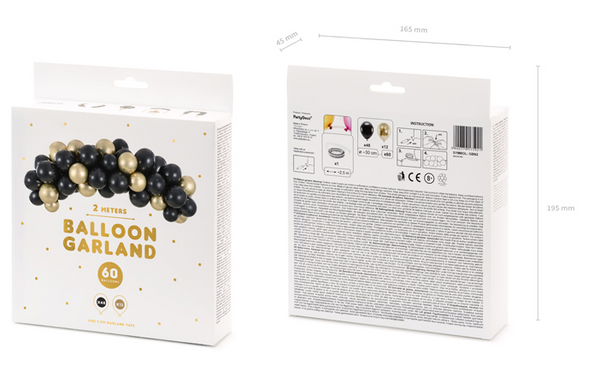Black and Gold Balloon garland - 200cm (60 Pack)