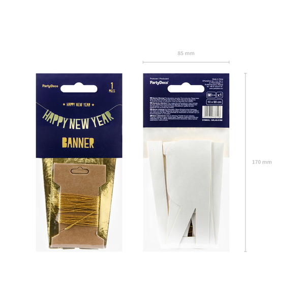 Banner Happy New Year - Gold (10 x 90 cm)