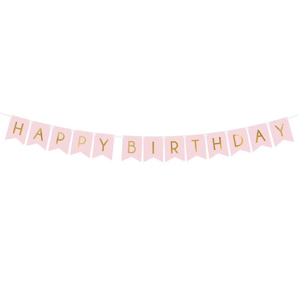 Banner Happy Birthday Light Pink (15 x 175 cm)