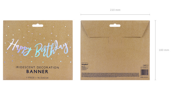 Happy Birthday Banner - iridescent (16.5x62cm)