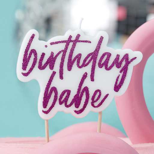 Hot Pink Glitter Birthday Babe Candle - Good Vibes