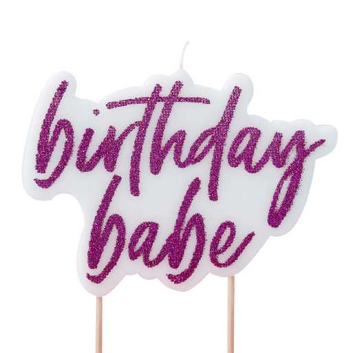 Hot Pink Glitter Birthday Babe Candle - Good Vibes
