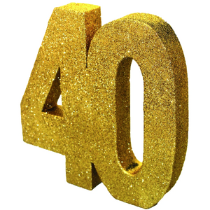 Number 40 Glitter Table Decoration Gold (3 x 20 x 20cm)