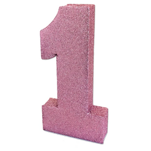 Number 1 Glitter Table Decoration Light Pink (3 x 10 x 20cm)