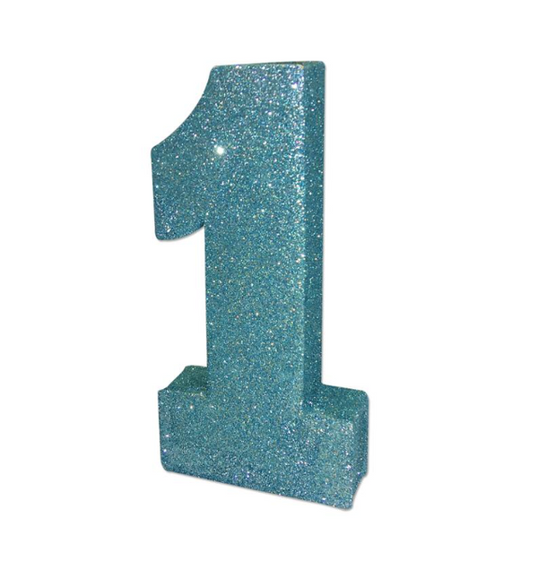 Number 1 Glitter Table Decoration - Light Blue