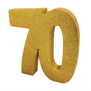 Number 70 Glitter Table Decoration Gold (3 x 20 x 20cm)