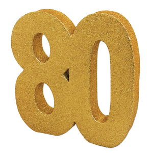 Number 80 Glitter Table Decoration Gold (3 x 20 x 20cm)