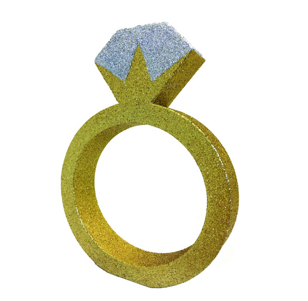 Engagement Ring Glitter Table Decoration - 3 x 16 x 20cm (1.1 x 6.3 x 7.8"")