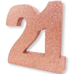 Number 21 Glitter Table Decoration Rose Gold (3 x 20 x 20cm)