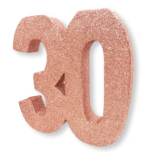 Number 30 Glitter Table Decoration Rose Gold (3 x 20 x 20cm)