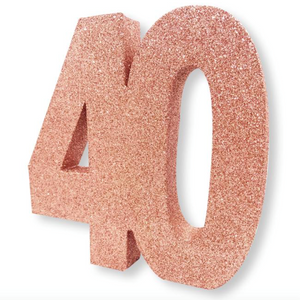 Number 40 Glitter Table Decoration Rose Gold (3 x 20 x 20cm)
