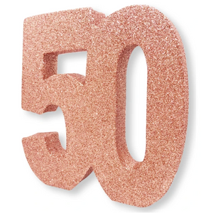 Number 50 Glitter Table Decoration Rose Gold (3 x 20 x 20cm)