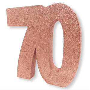 Number 70 Glitter Table Decoration Rose Gold (3 x 20 x 20cm)