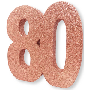 Number 80 Glitter Table Decoration Rose Gold (3 x 20 x 20cm)