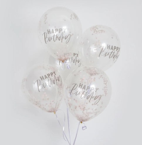 Happy Birthday' Confetti Balloons 12 inch - (5 Pack)