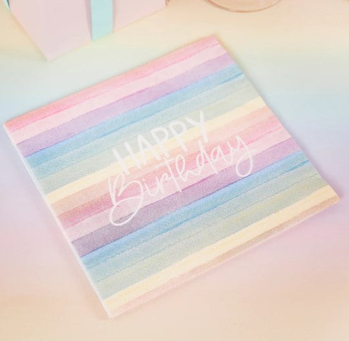 Eco Rainbow 'Happy Birthday' Paper Napkins - (16 Pack)