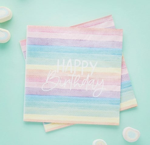 Eco Rainbow 'Happy Birthday' Paper Napkins - (16 Pack)