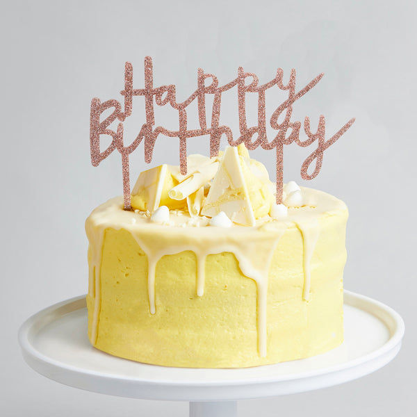 ROSE GOLD ACRYLIC 'HAPPY BIRTHDAY' CAKE TOPPER (200x142x3MM)