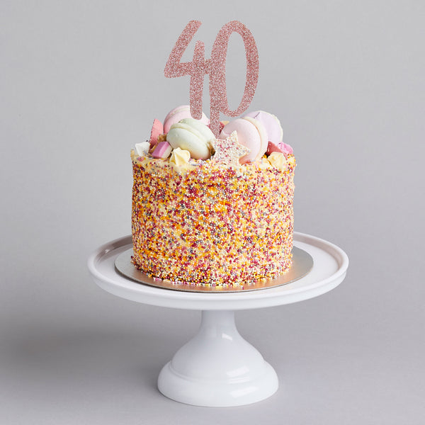 ROSE GOLD GLITTER ACRYLIC '40' CAKE TOPPER