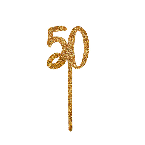 GOLD GLITTER ACRYLIC '50' CAKE TOPPER