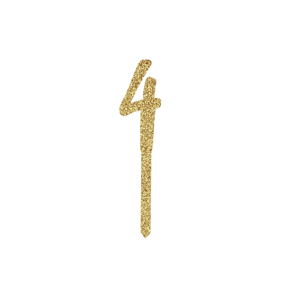 GOLD ACRYLIC 'NO.4' CAKE TOPPER