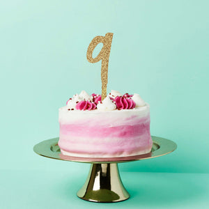 GOLD ACRYLIC 'NO.9' CAKE TOPPER