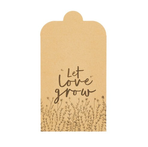 Kraft Seed Bags  'LET LOVE GROW'- (20 Pack)