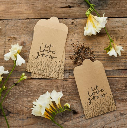 Kraft Seed Bags  'LET LOVE GROW'- (20 Pack)