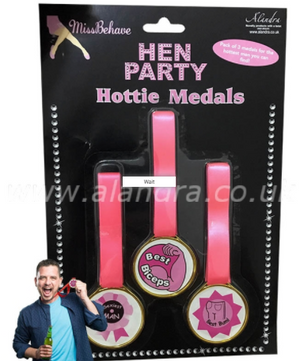 3 Hottie Hen Night Award Medals