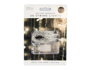 20 LED Battery Operated Lights - Bright White