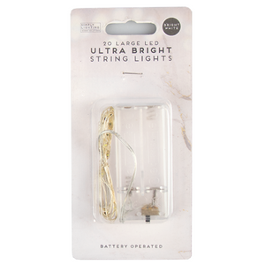 20 Large LED Ultra Bright Battery Operated Lights - Bright White