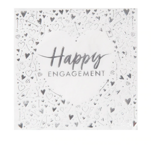 Happy Engagement Lunch Napkins - 3 ply - Foil Stamped (16 Pack)