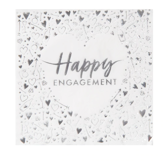 Happy Engagement Lunch Napkins - 3 ply - Foil Stamped (16 Pack)