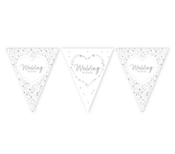 Wedding Wishes Paper Flag Bunting (12ft)