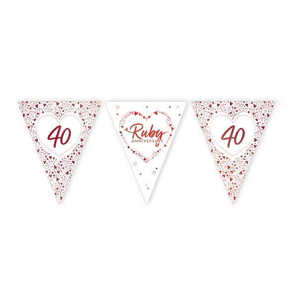 Ruby Anniversary Paper Flag Bunting (12ft)