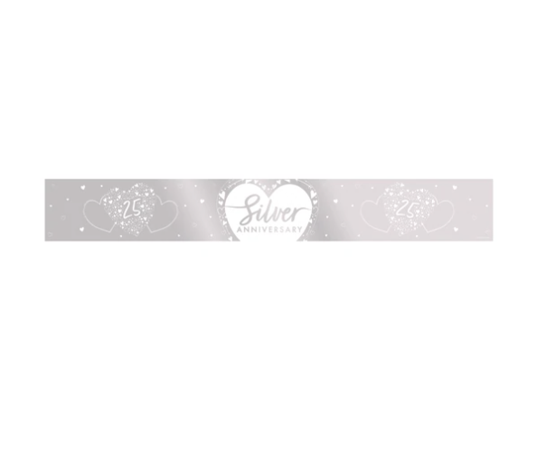 Silver Anniversary Foil Banner - 2.74m (9ft)
