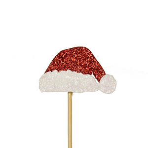 Glitter Santa Hat Cupcake Toppers (12 pack)