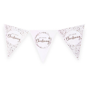 On Your Christening Paper Flag Bunting - Pink (12ft)