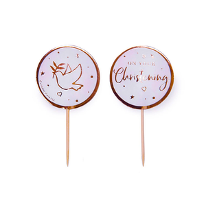 On Your Christening Cupcake Toppers - Pink (12 pack)
