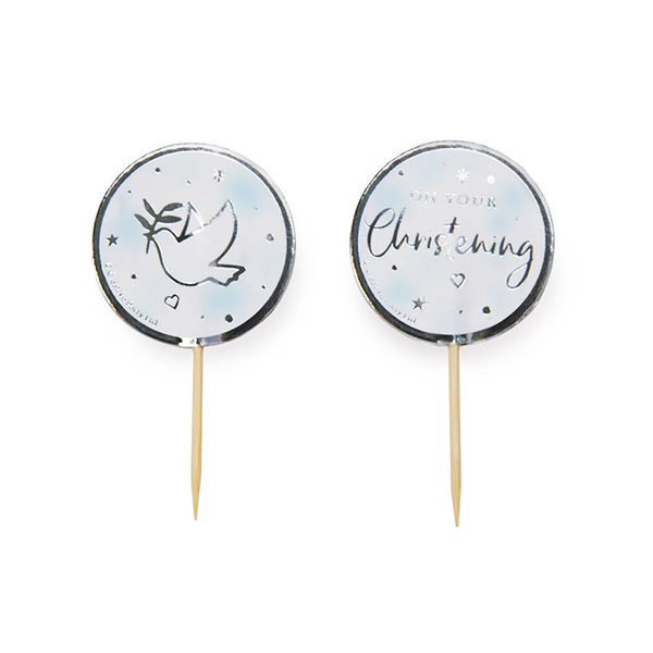On Your Christening Cupcake Toppers - Blue (12 pack)