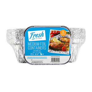Medium Foil Containers & Lids (8 Pack)