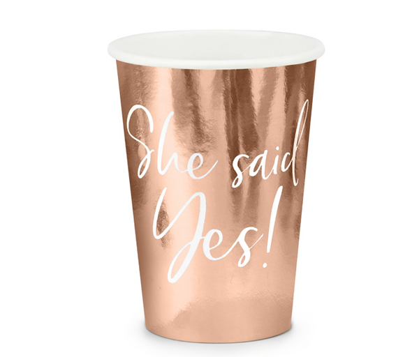 Cups She said yes! rose gold - 220ml (6 Pack)