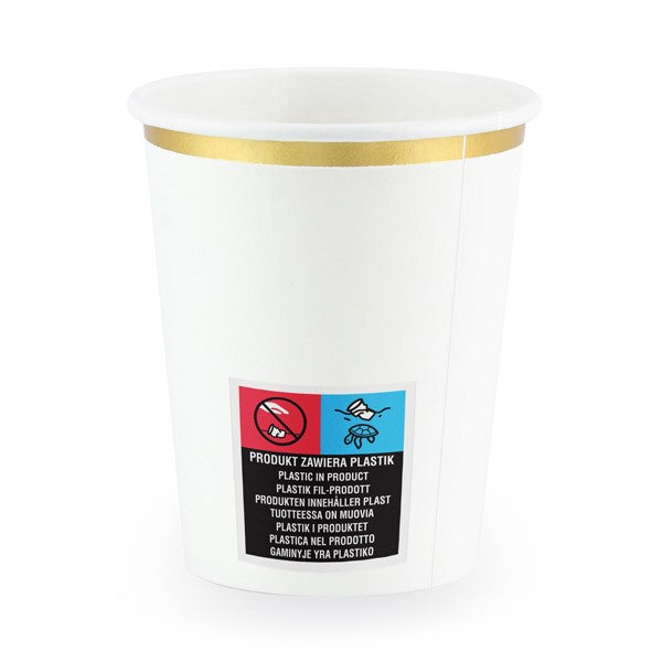 White Cups with Gold Edges (260 ml)