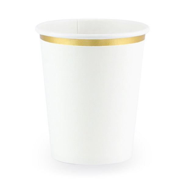 White Cups with Gold Edges (260 ml)