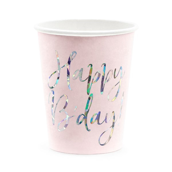 Cups Happy B'day! - light powder pink (220ml )
