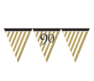 Black and Gold 90 Paper Flag Bunting - 3.7m (12ft)