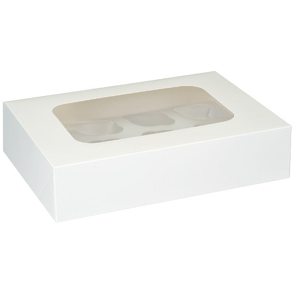 Cupcake/ Muffin Box White 330 x 240 x 75mm - (12 Pack)