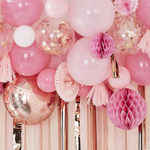 Blush And Peach Balloon And Fan Garland Party Backdrop